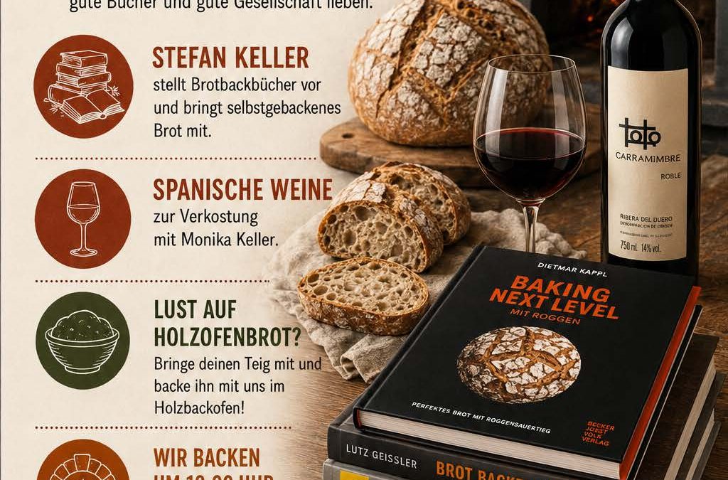 Brot, Bücher und spanische Weine am 25. September 2026 ab 18.00 Uhr